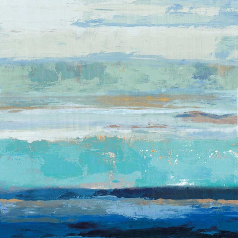 Sea Shore II White Modern Wood Framed Art Print with Double Matting by PI Galerie