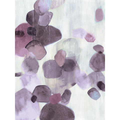 Shadow Pebbles I Lavender Version Black Modern Wood Framed Art Print with Double Matting by PI Studio