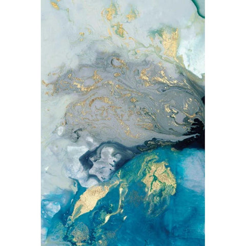 Ocean Splash I Black Modern Wood Framed Art Print with Double Matting by PI Galerie