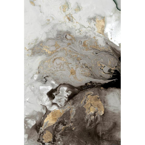 Ocean Splash I Grey Version Gold Ornate Wood Framed Art Print with Double Matting by PI Studio