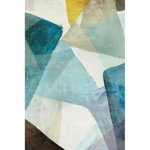 Blue Geometric I White Modern Wood Framed Art Print by PI Studio