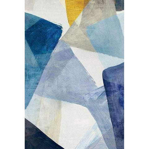 Blue Geometric I Indigo Version Black Modern Wood Framed Art Print by PI Studio