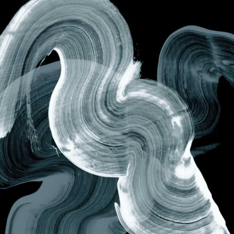 Swirl II Black Modern Wood Framed Art Print with Double Matting by PI Studio