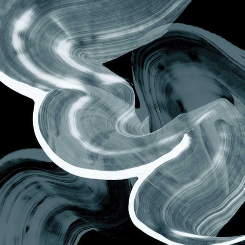 Swirl III Black Modern Wood Framed Art Print with Double Matting by PI Studio