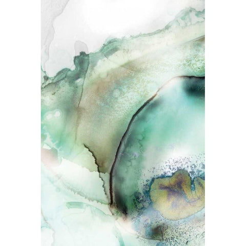 Mint Bubbles II Black Modern Wood Framed Art Print with Double Matting by PI Studio