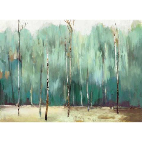 Teal Forest White Modern Wood Framed Art Print by PI Studio