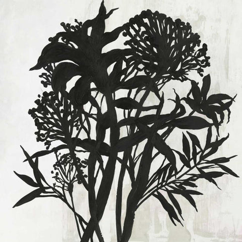 Black Foliage Black Modern Wood Framed Art Print with Double Matting by PI Studio