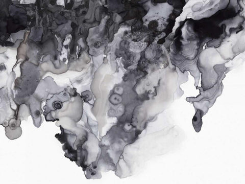 Black Drip White Modern Wood Framed Art Print with Double Matting by PI Studio