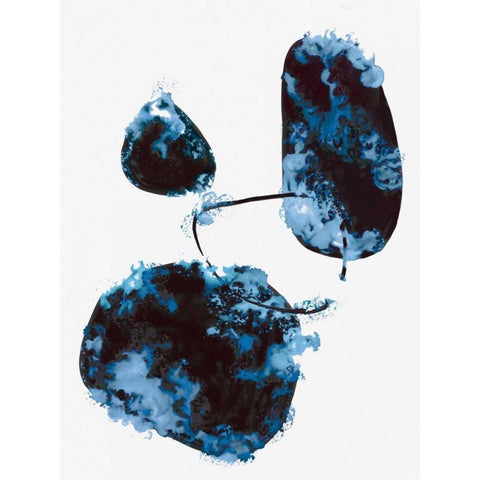 Blue Stone I Black Modern Wood Framed Art Print with Double Matting by PI Studio