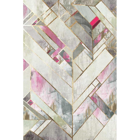 Blush Deco II Black Modern Wood Framed Art Print with Double Matting by PI Studio