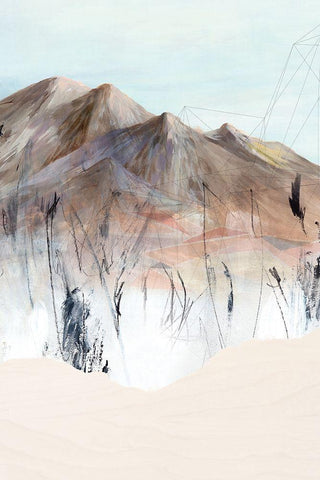 Deserted Mountain I White Modern Wood Framed Art Print with Double Matting by PI Studio