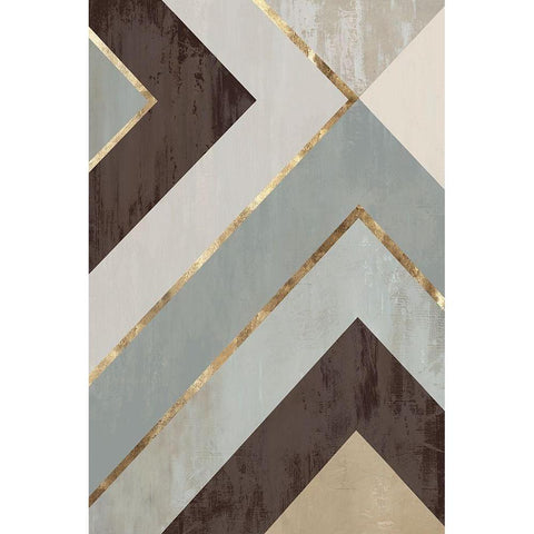 Golden Lines II Black Modern Wood Framed Art Print by PI Studio