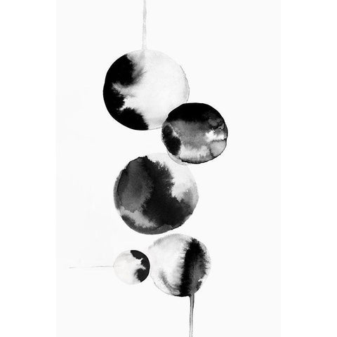 Dripping Bubbles I  Black Modern Wood Framed Art Print with Double Matting by PI Studio