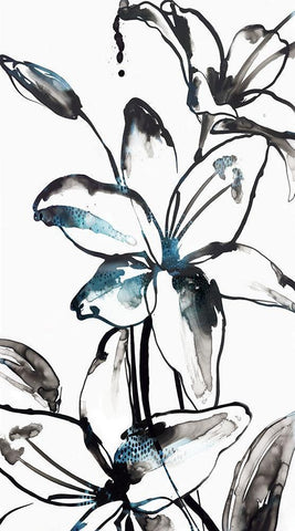 Wild Lily II White Modern Wood Framed Art Print with Double Matting by PI Studio