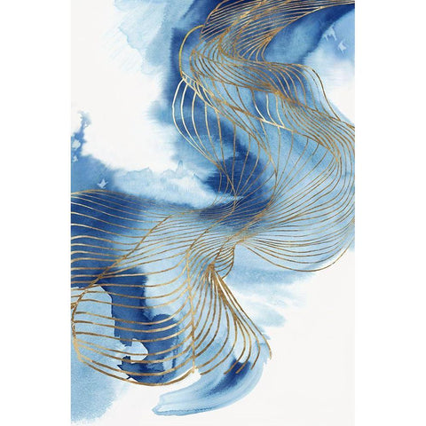 Celestial Blue I  Black Modern Wood Framed Art Print with Double Matting by PI Studio