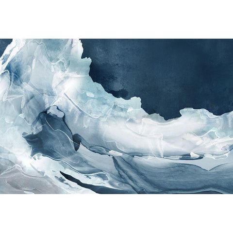 Wave of Blue Ice  White Modern Wood Framed Art Print by PI Studio