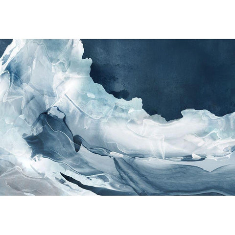 Wave of Blue Ice  Black Modern Wood Framed Art Print with Double Matting by PI Studio