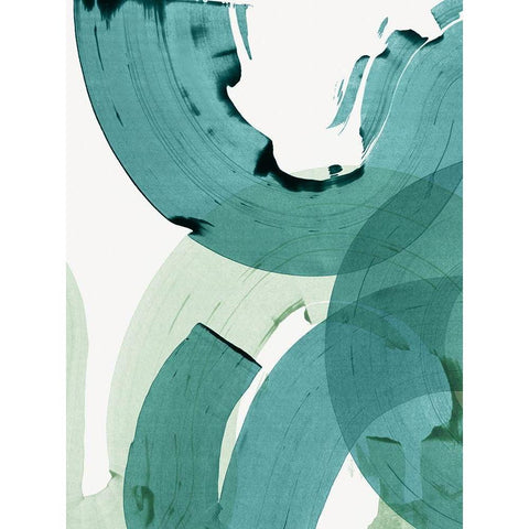 Green Movement II Black Modern Wood Framed Art Print with Double Matting by PI Studio