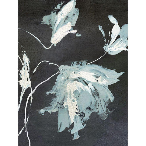 Blue Flora II White Modern Wood Framed Art Print by PI Studio