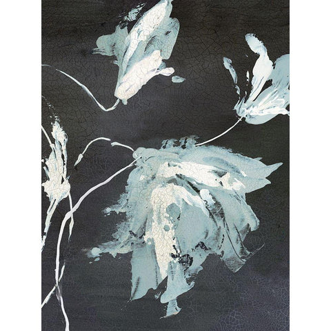 Blue Flora II Black Modern Wood Framed Art Print with Double Matting by PI Studio