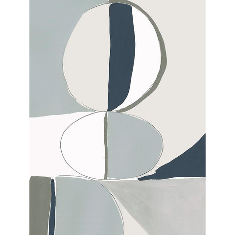 Speculate I Blue Version Black Modern Wood Framed Art Print with Double Matting by PI Galerie