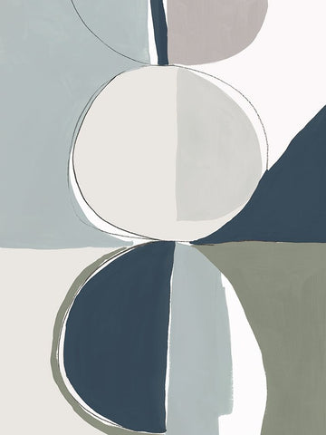 Speculate II Blue Version White Modern Wood Framed Art Print with Double Matting by PI Galerie