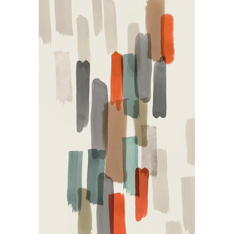 Colourful Brush Strokes I  Black Modern Wood Framed Art Print with Double Matting by PI Studio