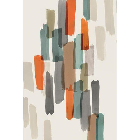 Colourful Brush Strokes II White Modern Wood Framed Art Print by PI Studio