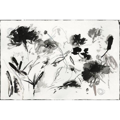 Blooming Florals  Black Modern Wood Framed Art Print with Double Matting by PI Studio