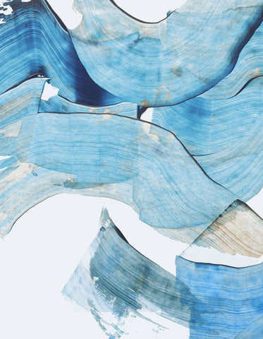 Blue Stroke I  White Modern Wood Framed Art Print with Double Matting by PI Studio