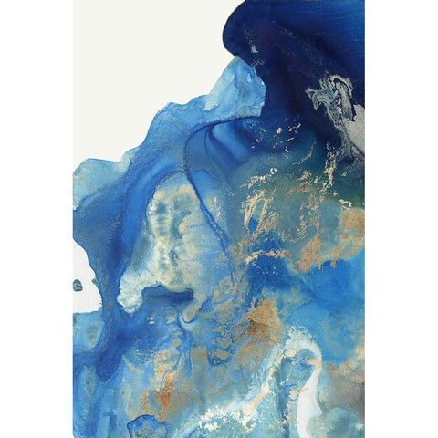 Merging Blue I  Black Modern Wood Framed Art Print with Double Matting by PI Studio