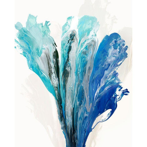Blue Paint Fan I  White Modern Wood Framed Art Print by PI Studio