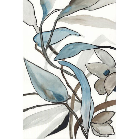 Blooming Blue Florals I  Black Modern Wood Framed Art Print with Double Matting by PI Studio