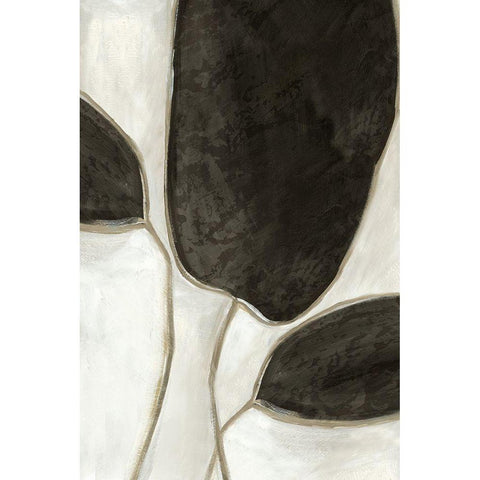 Leaves Like II Black Modern Wood Framed Art Print with Double Matting by PI Studio