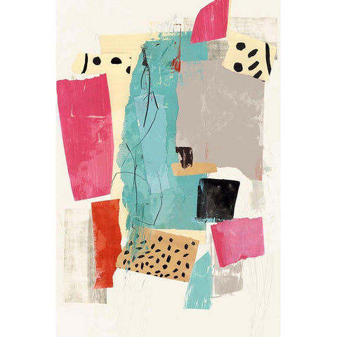 Colourful Collage I  White Modern Wood Framed Art Print by PI Studio