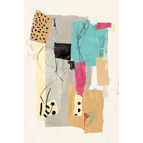 Colourful Collage II White Modern Wood Framed Art Print by PI Studio