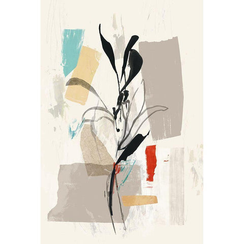 Simple Flower II  Black Modern Wood Framed Art Print with Double Matting by PI Studio