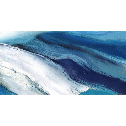 Blue Ocean Waves  White Modern Wood Framed Art Print by PI Studio