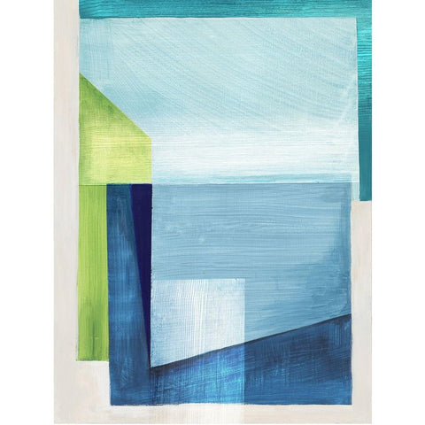 Blue Geometry II  Black Modern Wood Framed Art Print with Double Matting by PI Studio