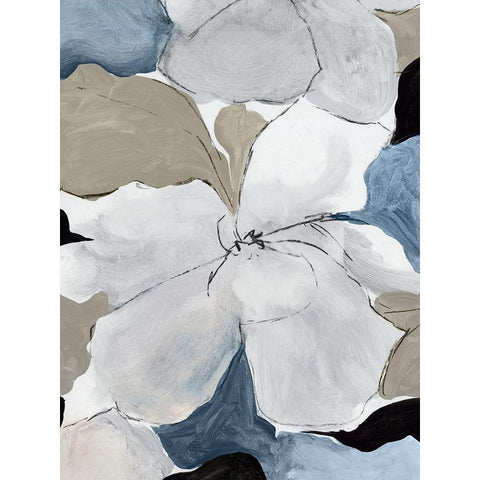 Gray Flowers I  Black Modern Wood Framed Art Print by PI Studio