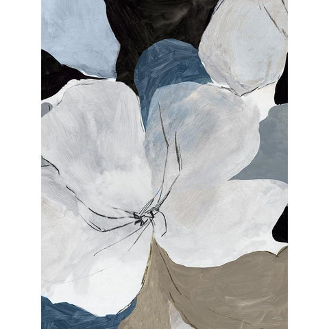 Gray Flowers II  White Modern Wood Framed Art Print by PI Studio