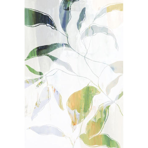 Growing Green Leaves II  White Modern Wood Framed Art Print by PI Studio