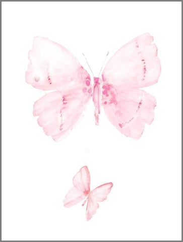 Pink Butterflys II Black Ornate Wood Framed Art Print with Double Matting by PI Juvenile