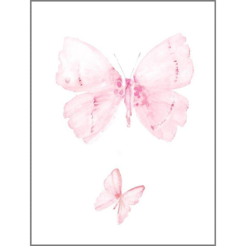 Pink Butterflys II Black Modern Wood Framed Art Print by PI Juvenile