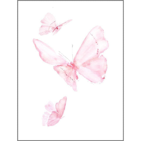 Pink Butterflys III Black Modern Wood Framed Art Print with Double Matting by PI Juvenile