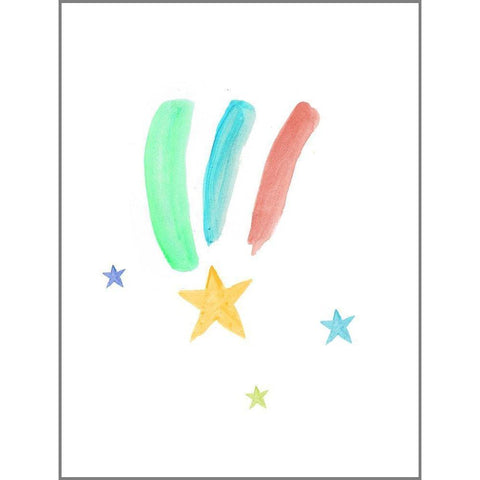 Rainbow Shooting Stars  White Modern Wood Framed Art Print by PI Juvenile