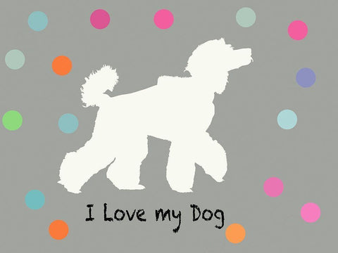 Woof on Grey White Modern Wood Framed Art Print with Double Matting by PI Juvenile