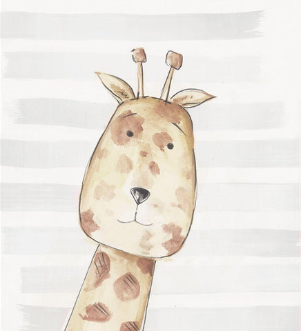 Little Giraffe I  White Modern Wood Framed Art Print with Double Matting by PI Juvenile