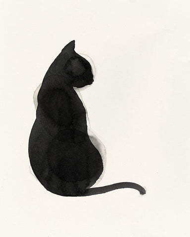 Black Cat Black Ornate Wood Framed Art Print with Double Matting by Pi Studio