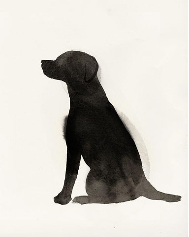 Black Dog Black Ornate Wood Framed Art Print with Double Matting by Pi Studio